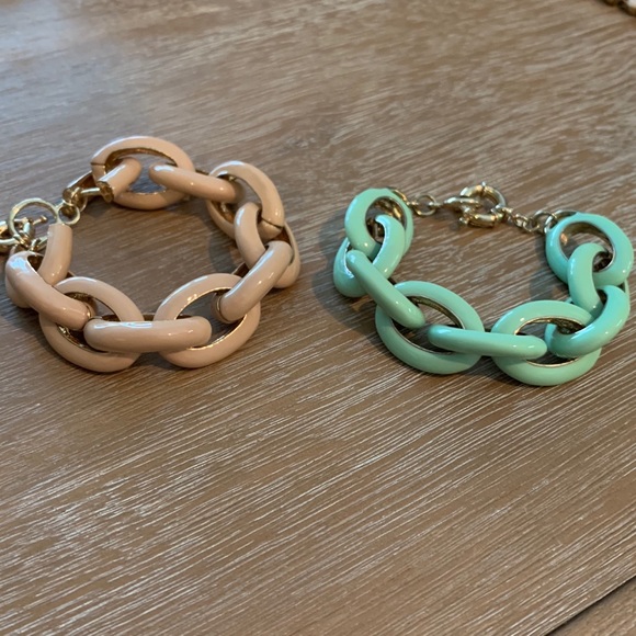 J. Crew Jewelry - 2 Link Style Bracelets Blush & Green